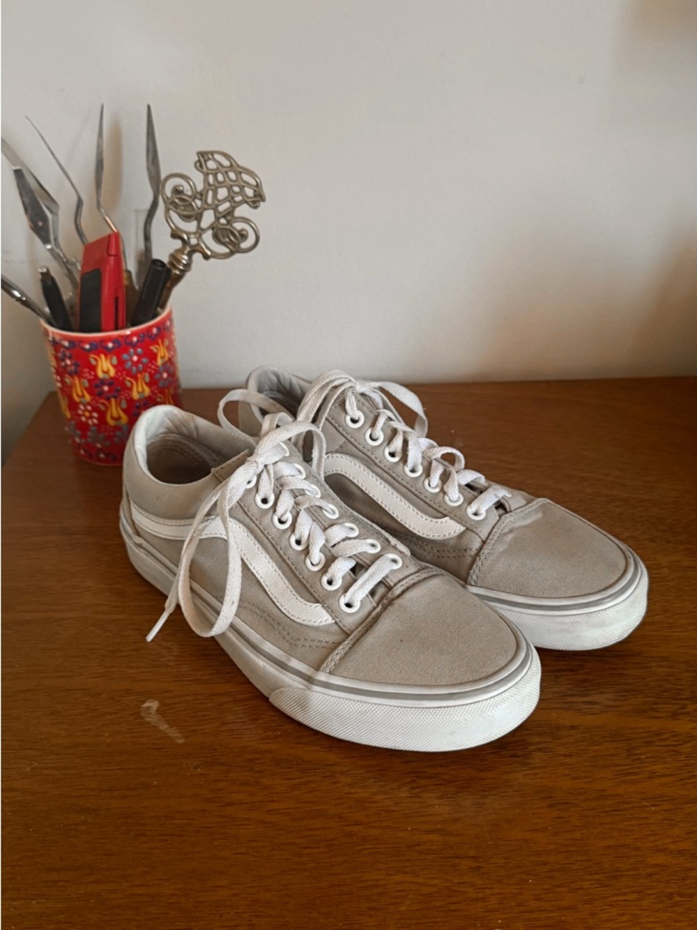Vans Beige Low Top Old Skool Platform Sneakers Skater